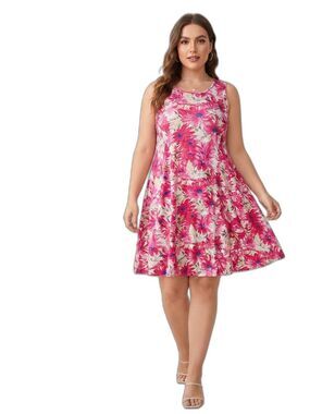 NWOT women’s 2XL floral sleeveless scoop neck stretch dress
